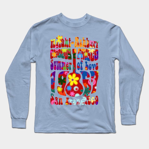 60s 70s Retro Flower Power - Groovy Frisco 2 Long Sleeve T-Shirt by EDDArt